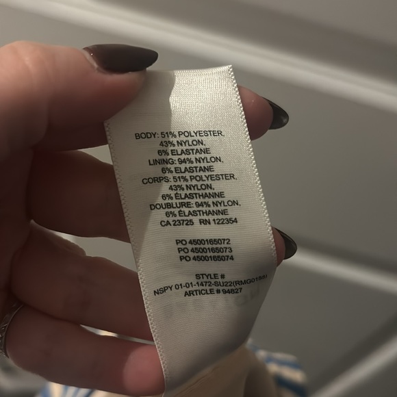 Aritzia Babaton Striped Tank Contour Bodysuit in Beige/Blue Size L - Picture 5 of 6